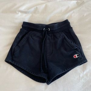 champion reverse weave black sweat shorts